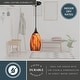 preview thumbnail 4 of 8, Milano Black Mini Pendant Ceiling Light Amber Fire Glass - 4.75-in W x 9.75-in H x 4.75-in D - 4.75-in W x 9.75-in H x 4.75-in D