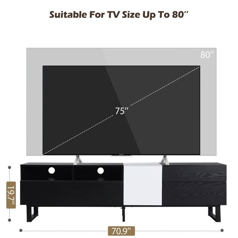 Chichoice Modern TV Stand for 80'' TVs with Double Storage Space, Media Console Table Entertainment Center for Living Rooms