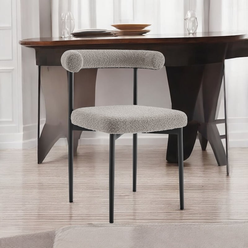 HomeRoots Set of Two Gray And Black Upholstered Polyester Open Back Dining Side Chairs - Set of 2