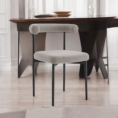 HomeRoots Set of Two Gray And Black Upholstered Polyester Open Back Dining Side Chairs