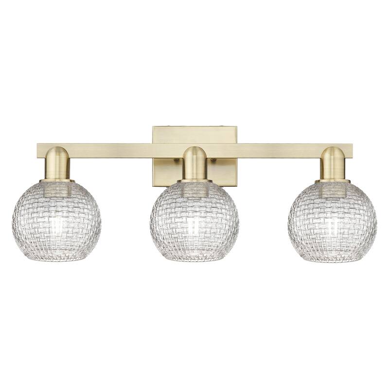 Innovations Lighting Endless Possibilities Arcadia - Athens - 3 Light 25" Basketweave Bath Vanity Light - Antique Brass