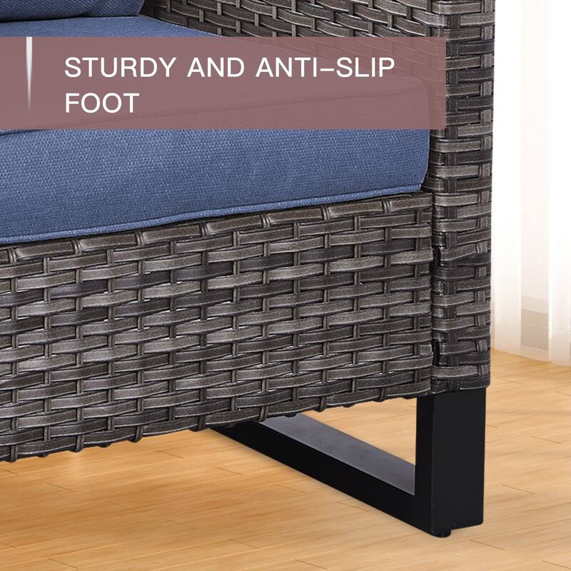 Outdoor Sofa Patio Chairs Ottomans with Fire Table