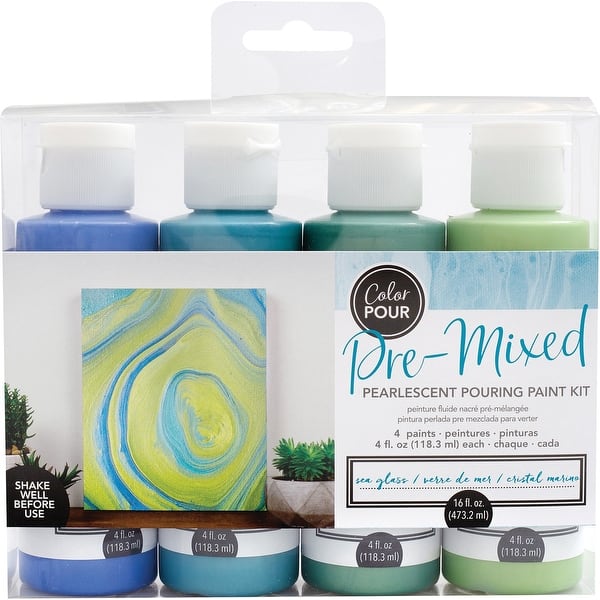 Shop American Crafts Color Pour Pre Mixed Paint Kit 4 Pkg Sea