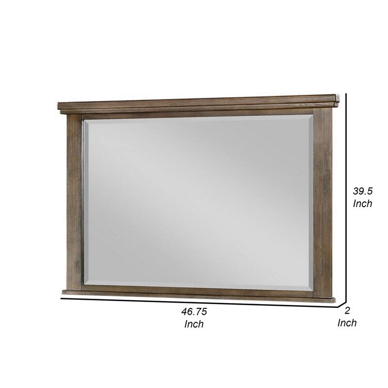 Lan 40 x 47 Dresser Mirror, Tempered Glass, Rectangular, Rustic Taupe