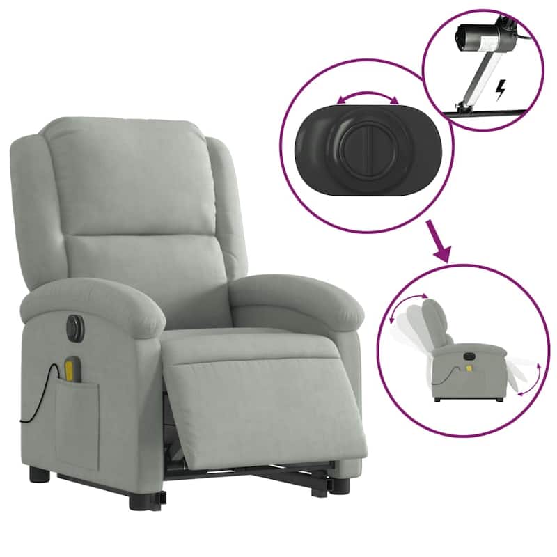 vidaXL Stand up Massage Recliner Chair Power Lift Wingback Armchair Velvet
