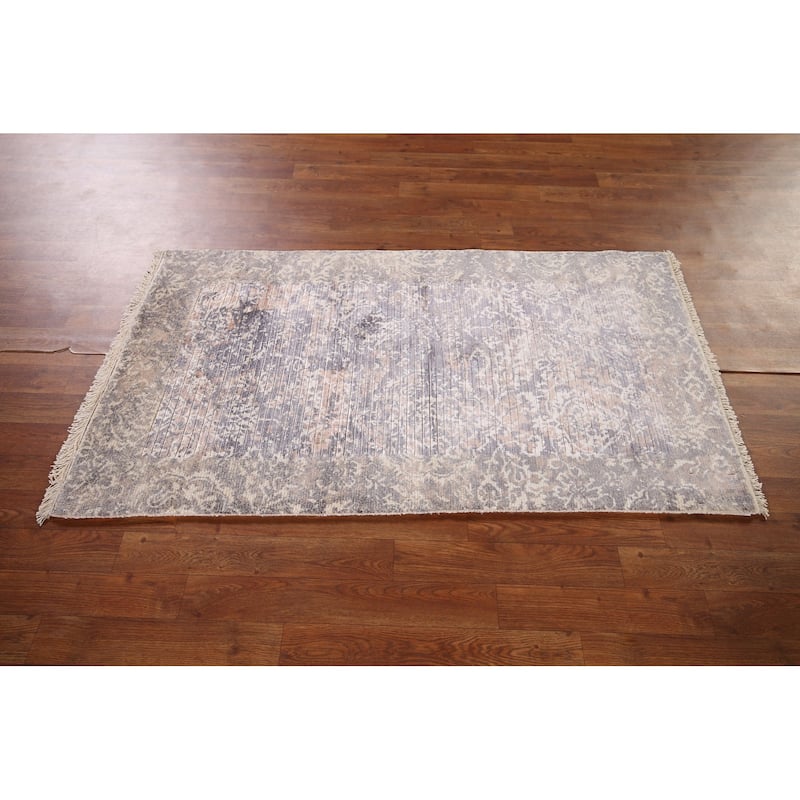 All-Over Abstract Oriental Accent Rug Handmade Wool Carpet - 2'8" x 4'9"