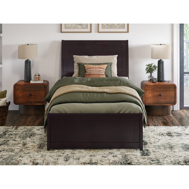 Valencia Solid Wood Low Profile Sleigh Platform Bed with Matching Footboard