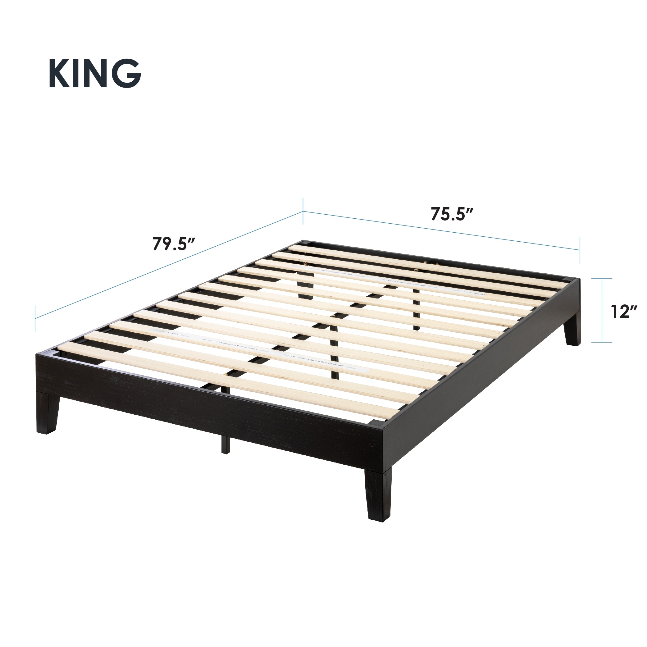 Crown comfort size 12 inch store grand solid wood platform bed frame