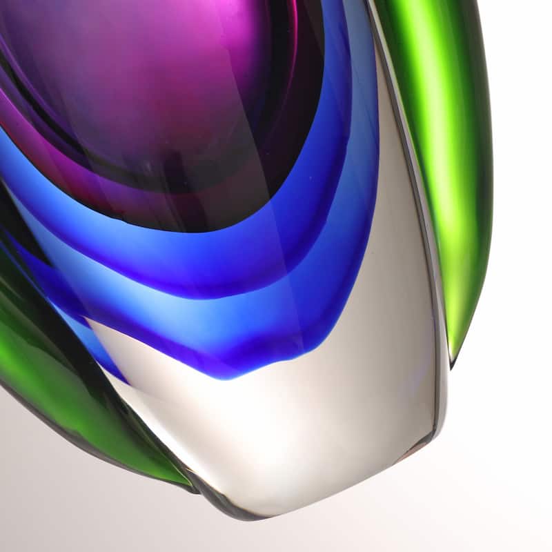 Luxury Lane Hand Blown Sommerso Oval Art Glass Vase 8.5-10 inch tall