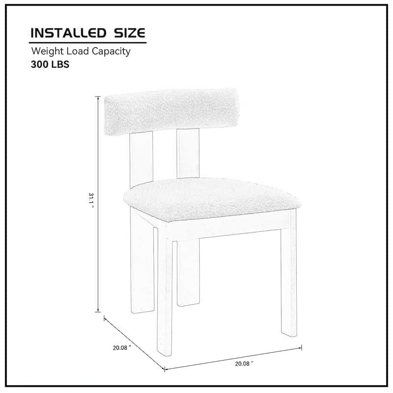 2PCS Wooden Boucle Dining Side Chairs