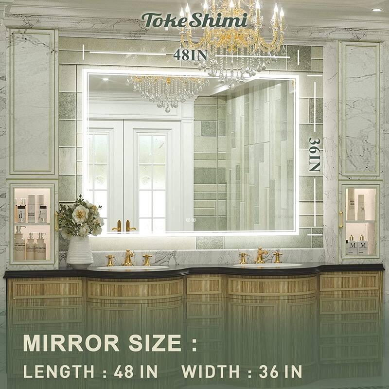 TokeShimi LED Bathroom Vanity Mirror, Anti-Fog Dimmable Wall Mirror