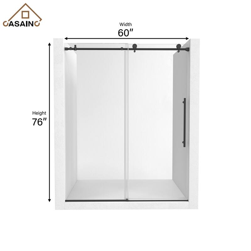 CASAINC 48 or 60 in. W x 76 in. H Single Sliding Frameless Shower Door