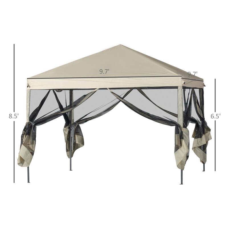Outsunny Pop-up Canopy 10' x 10' Vendor Tent w/ Removable Mesh Walls