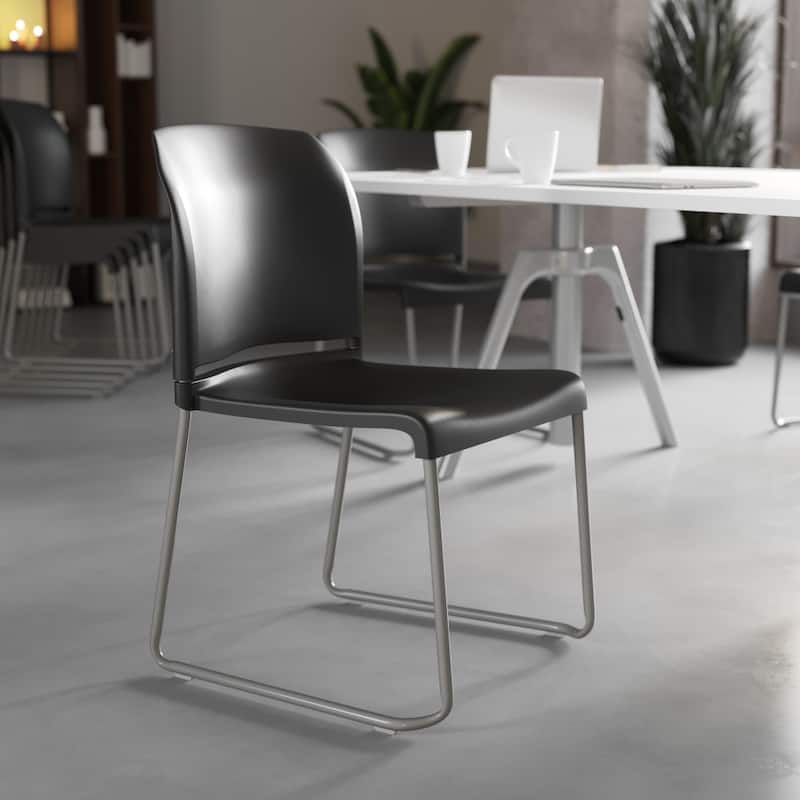 5 Pack 880 lb. Capacity Full Back Contoured Sled Base Stack Chair