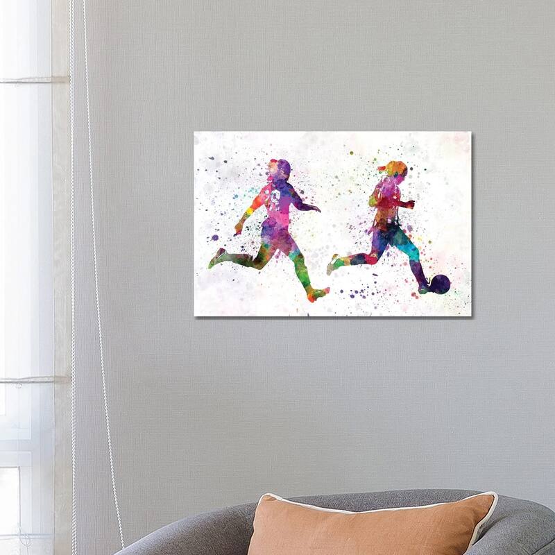 iCanvas "Girl Playing Soccer Silhouette III" by Paul Rommer Canvas Print - 18x26x1.5
