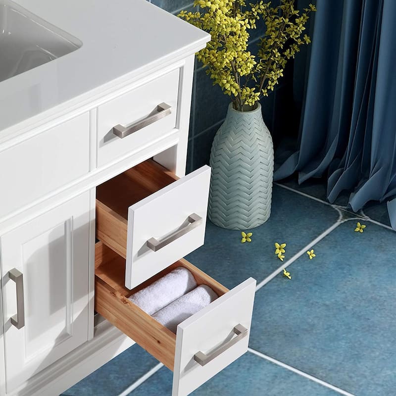 Vanity Art 36" Single Sink Bathroom Vanity Set with Engineered Marble Top and Free Mirror
