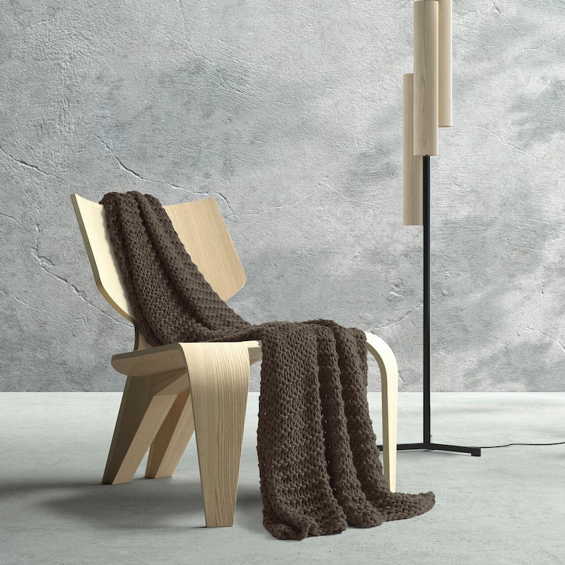 Luca Chunky Knitted Luxury Throw - Chocolate