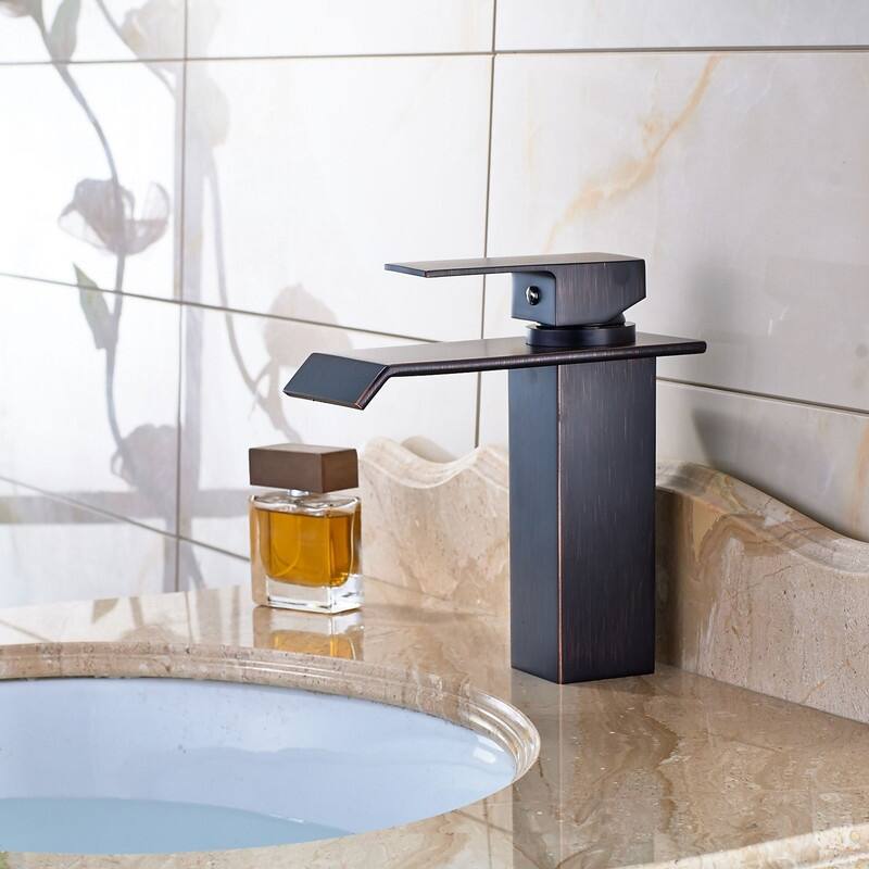 Bathroom Sink Faucet Waterfall Wide Rectangular Spout Single Handle