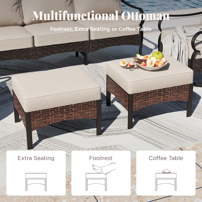 MAISON ARTS 4/6 Pieces Outdoor Heavy-Duty Oversized Metal Conversation Set with Fire Pit Table