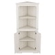 preview thumbnail 9 of 26, GDFStudio - Tall Corner Cabinet with Doors and Open Shelves, Space-Saving Storage Cabinet