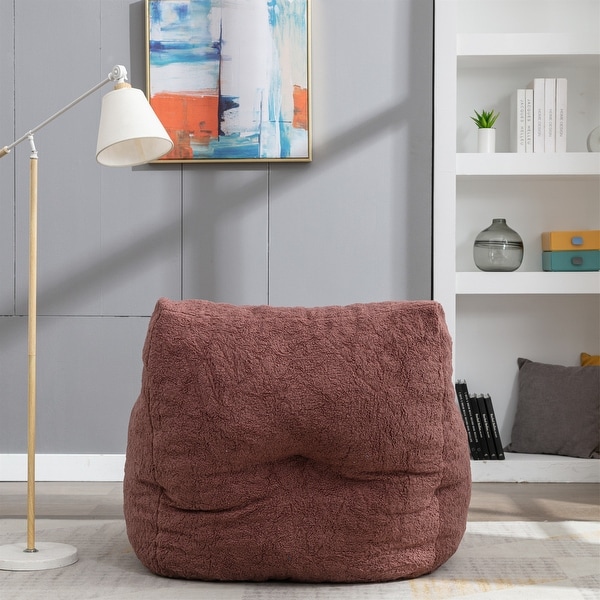 Soft Tufted Foam Bean Bag Teddy Fabric Single Sofa - 37