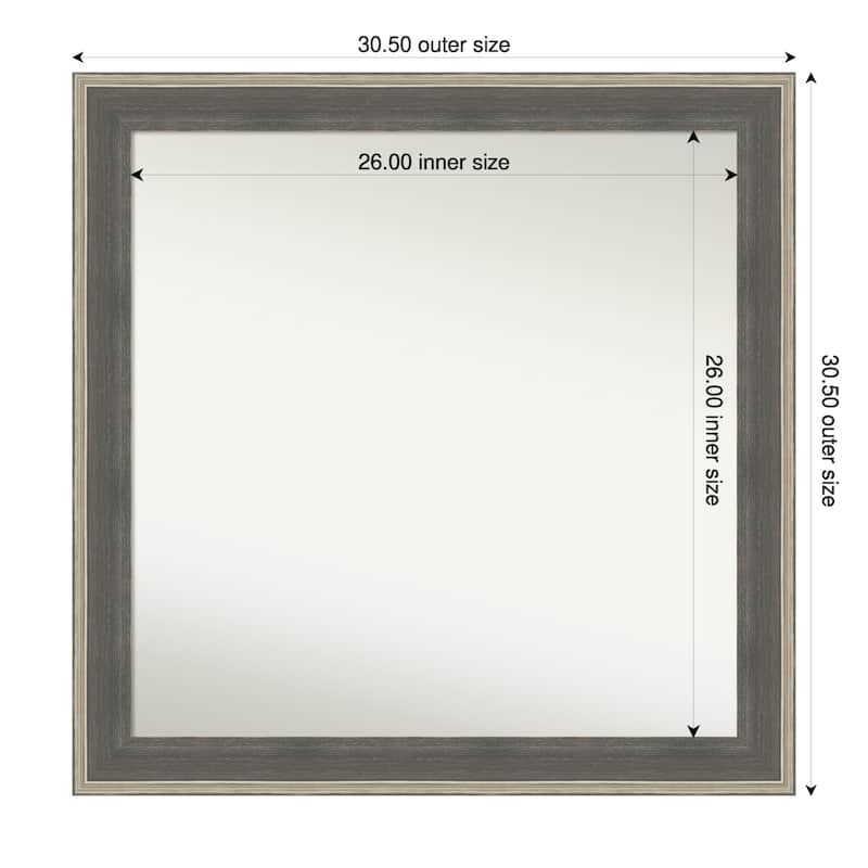 Cottage Non-Beveled Wood Framed Wall Mirror - Cottage Grey Silver - 31 x 31 in