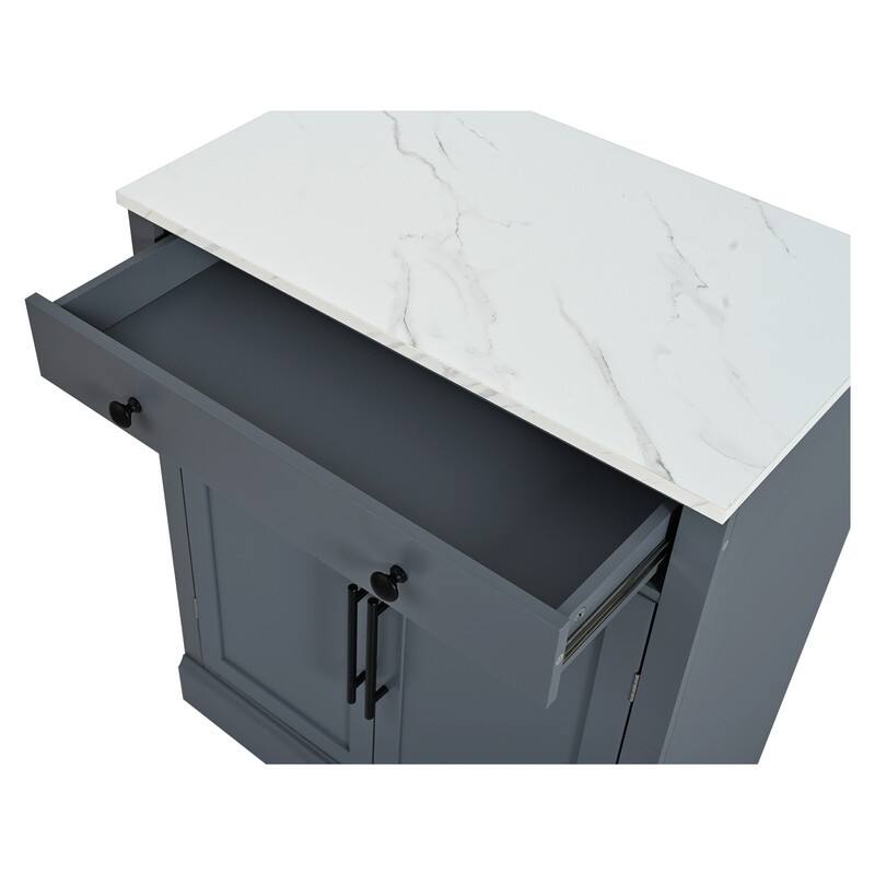 Modern Freestanding Kitchen Pantry,Buffet Food Storage, Coffee Bar Cabinet with Drawer, 2 Adjustable Shelves , Set of 2