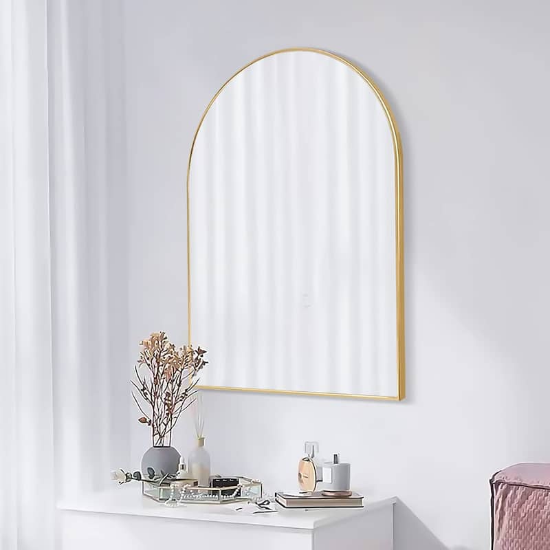 20x30 Arch Mirror Rectangle Wall Mounted Metal Frame Mirrors for Entryway Bedroom Bathroom Living Room 20 30 24x36 - Gold