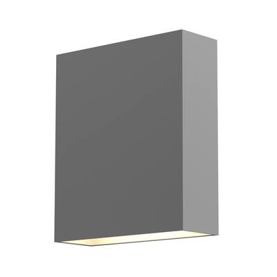 Flat Box 2-light ADA Textured Gray LED Outdoor Up/Down Wall Sconce