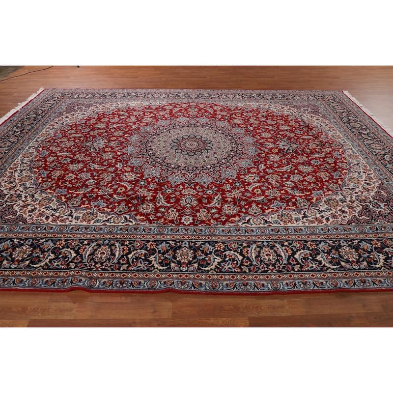 Red Kashan Turkish Area Rug Traditional Machine Made Carpet - 9'6" x 12'10"
