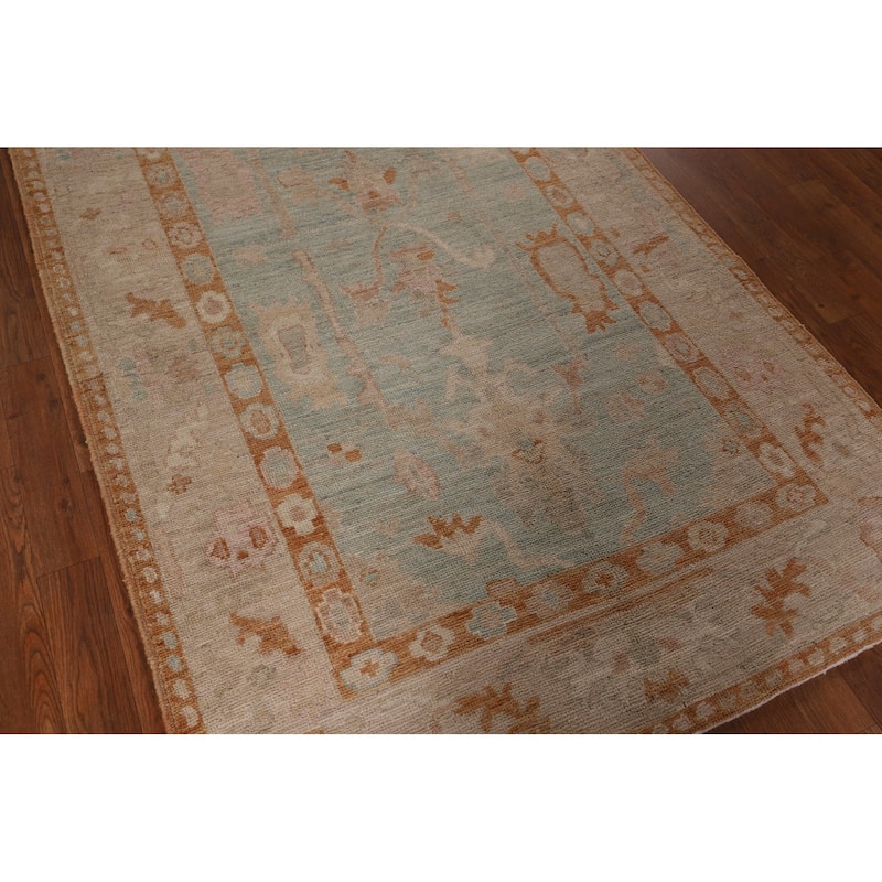 Vegetable Dye Oushak Turkish Runner Rug Handmade Wool Carpet - 4'0" x 12'2"