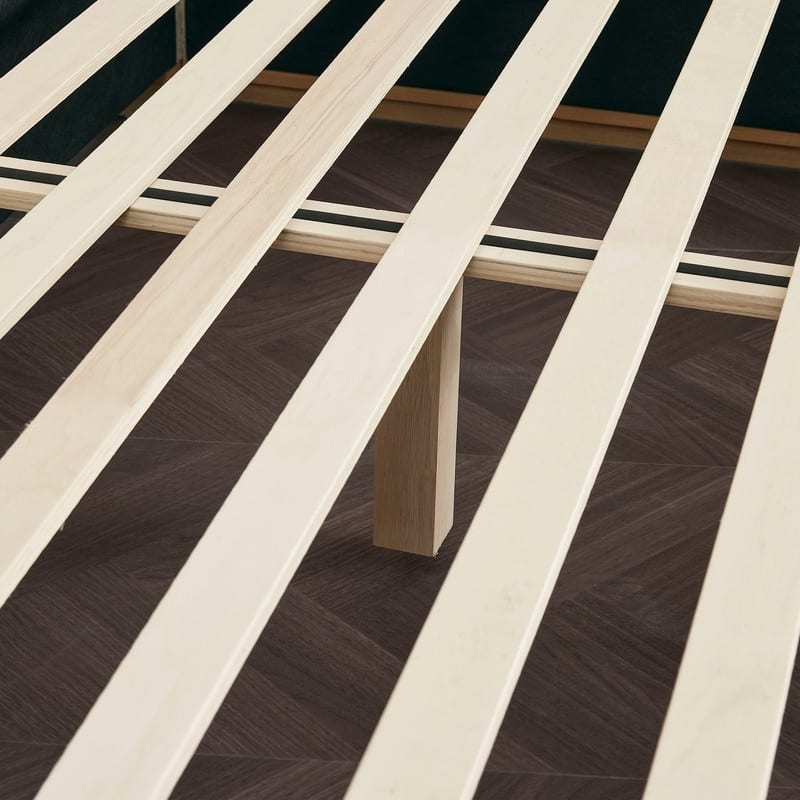 Spruce & Spring Modern Boucle Upholstered Platform Bed with Solid Wood Frame