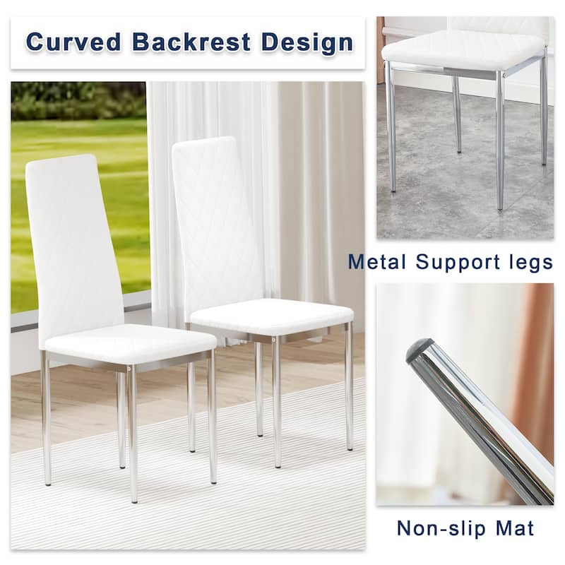 8-Piece Set Dining Chairs, Mid-Back Conference Chairs, 45D High-Density Resilient Sponge Cushion