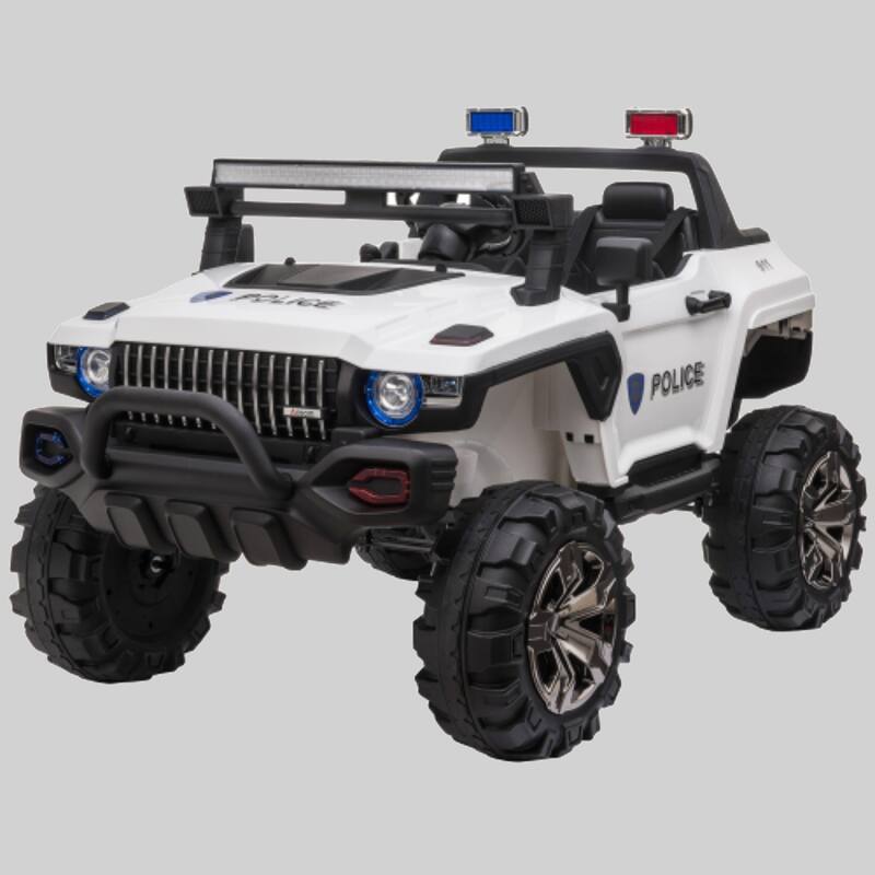 12V Police Car Ride-On Truck for Kids, 2-Seat SUV with Remote, Siren, Music, Lights & Suspension, 53" Long - White