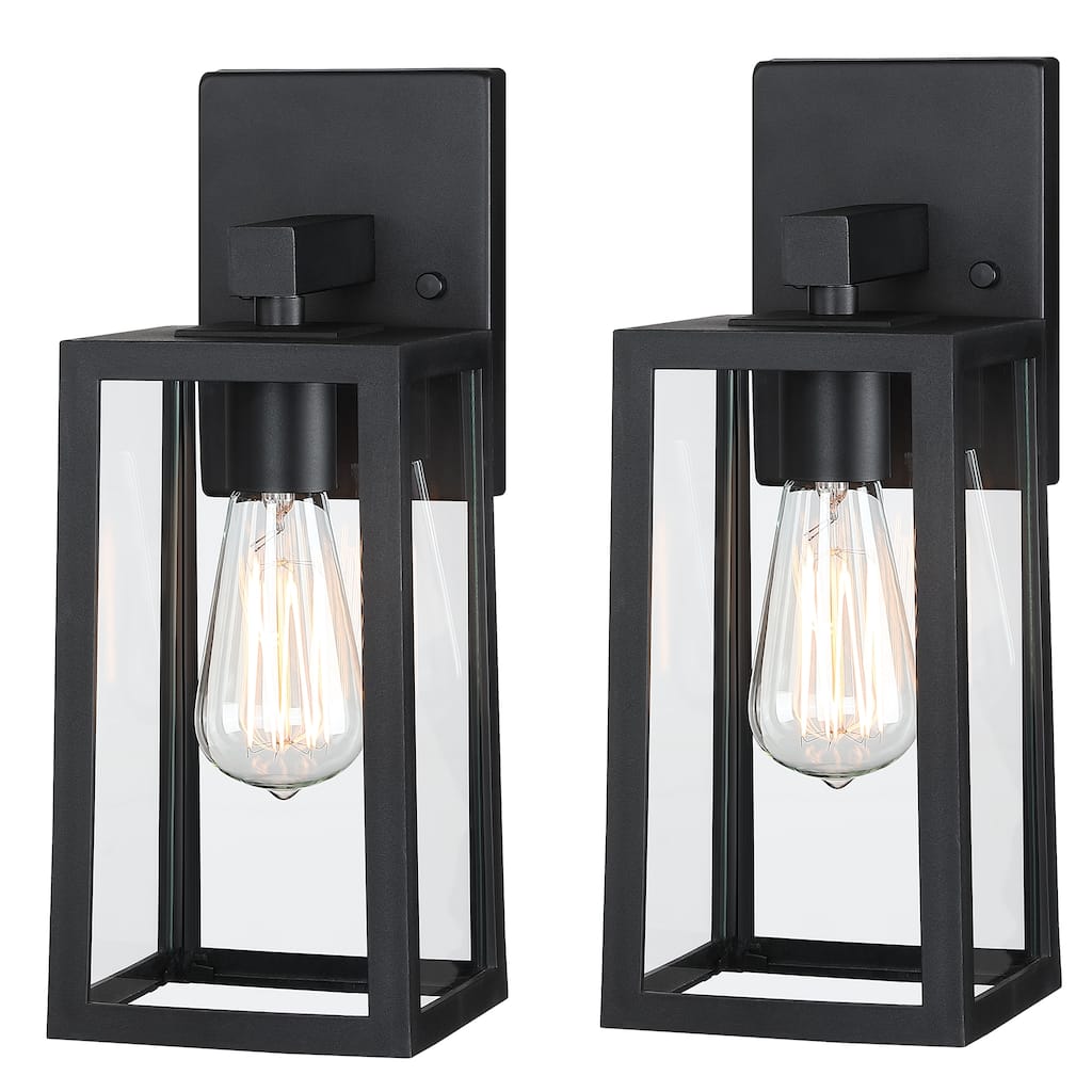 2 Pack 1-Light Outdoor Wall Lantern with Clear Glass