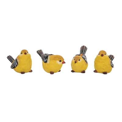 Transpac Medium Resin Yellow Goldfinch Bird Figurines Set of 4 Home Decorations