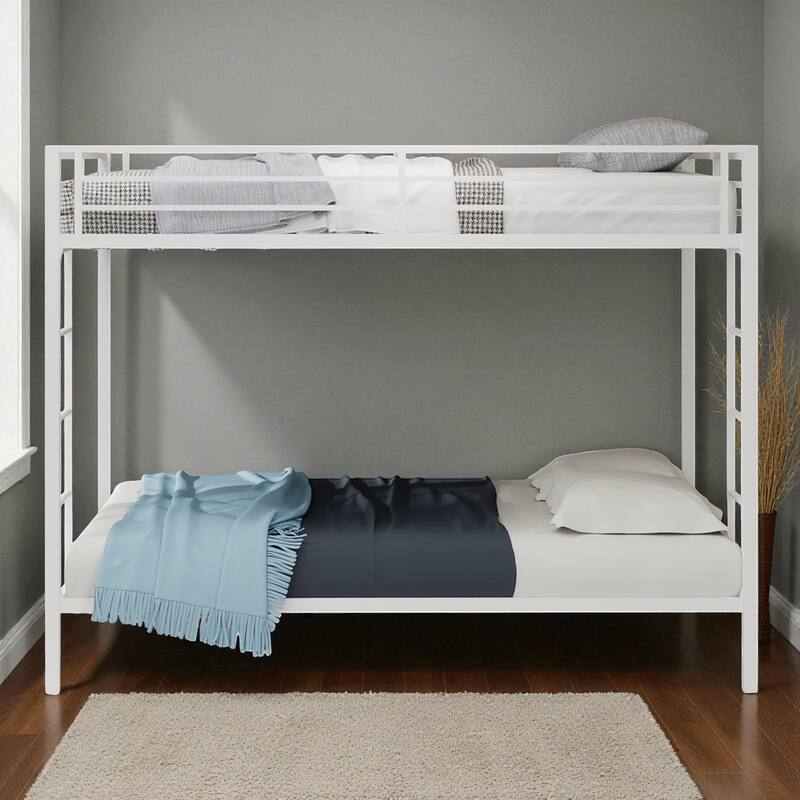 Full/Queen Metal Bunk Bed with Heavy-Duty Square Tube Frame, Dual Sleeping Areas, Space-Saving Design for Shared Rooms