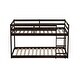 preview thumbnail 9 of 8, Twin over Twin Bunk Bed Wooden Low Bunk Bed Frame Kids Floor Bed with Safety Guardrail and Ladder for Kids Bedroom, Espresso
