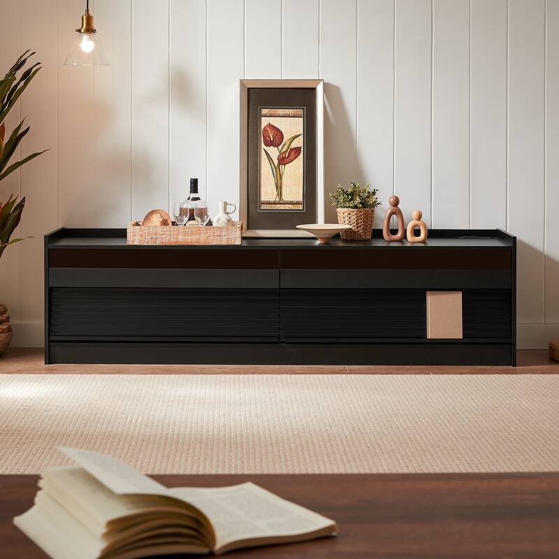 Christopher Knight Home - Mirod Modern TV Stand with Storage, Charging Ports & LED Ambiance