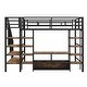 preview thumbnail 7 of 12, Black Metal Storage Full Size Loft Bed with Storage Table and Shelves