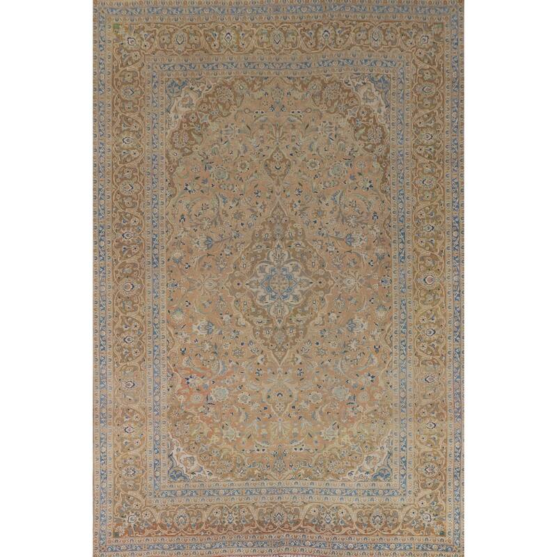 Traditional Mashad Persian Vintage Area Rug Handmade Wool Carpet - 8'1" x 11'5"