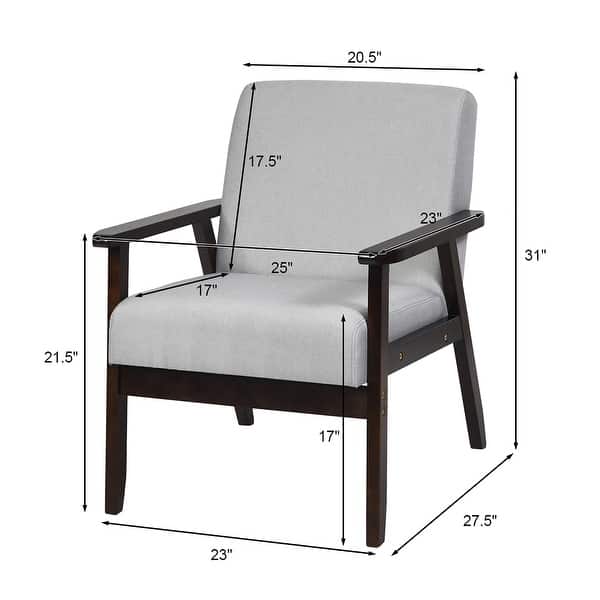 dimension image slide 5 of 7, Costway Set of 2 Fabric Accent Armchair Solid Wood Upholstered Lounge - See Details