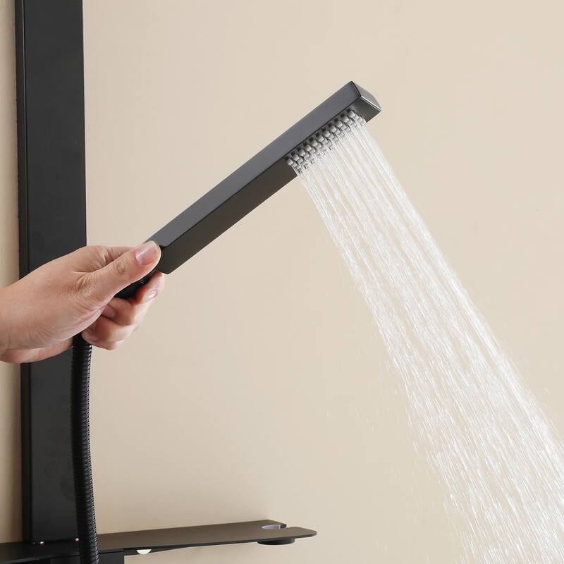 36"H Stainless Steel Exposed Rain Shower System With Handheld Shower (Valve Not Included)
