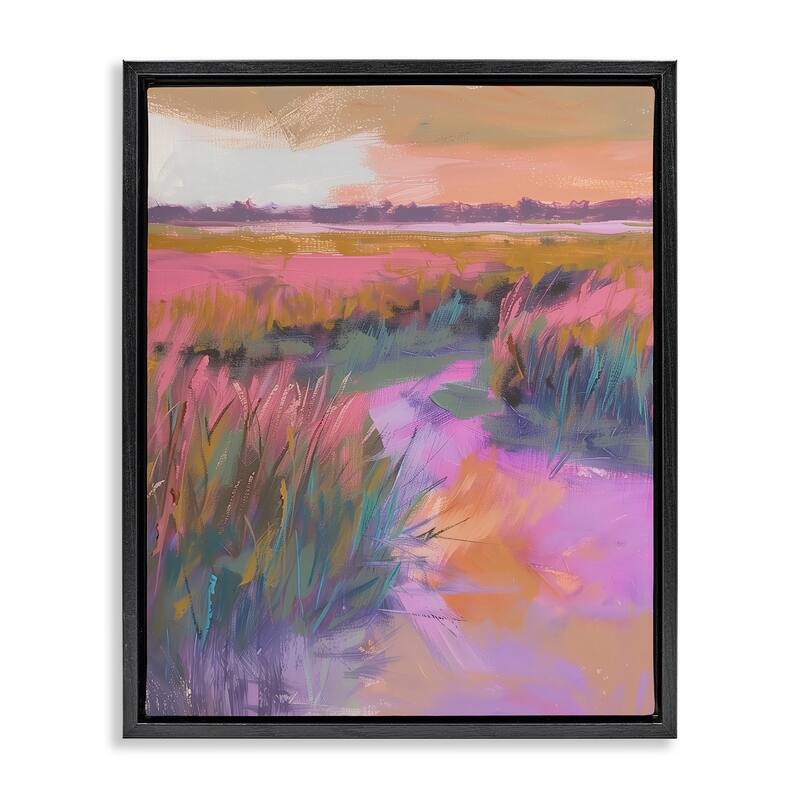 Stupell Autumnal Marsh Landscape Framed Floater Canvas Wall Art Design By Arlington Prints - 25 x 31 - Black
