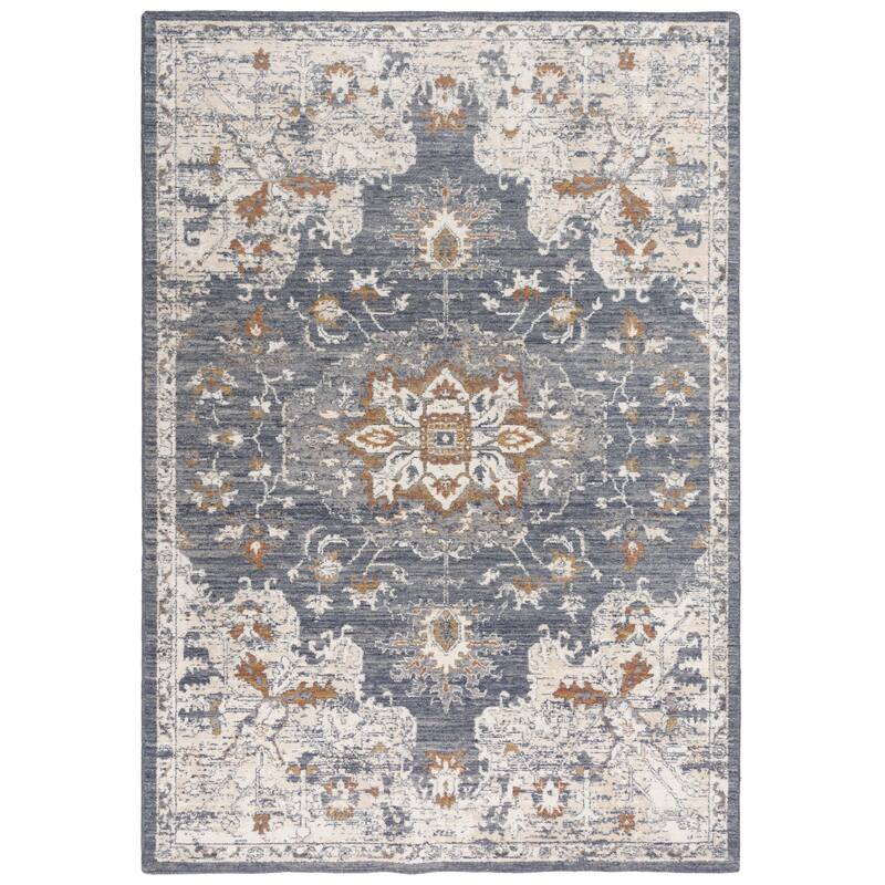 Alora Decor Sage Traditional Floral Medallion Wool Area Rug - 5' x 8' - Blue
