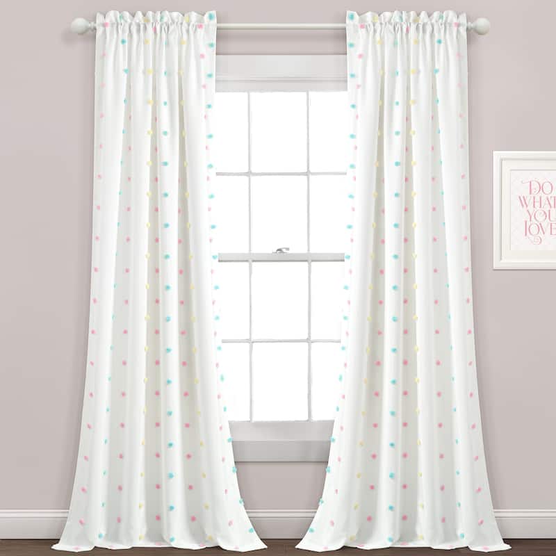 Lush Decor Rainbow Tufted Dot Window Curtain Panel (Single Panel) - 84" x 42"