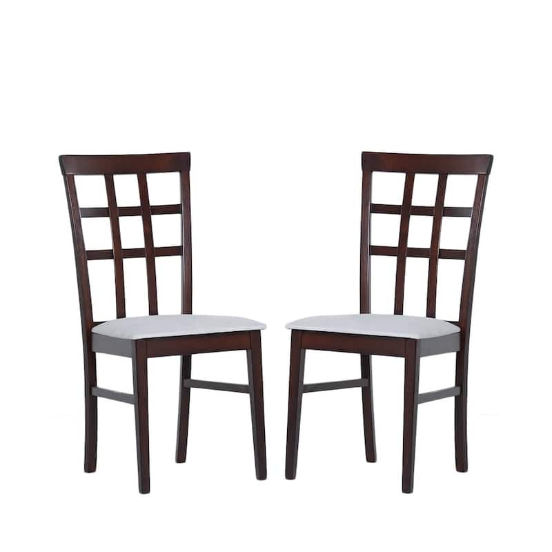 Warehouse of Tiffany Albi Light-Cappucino Dining Chairs with Gray Fabric-Covered Seat (Set of 2)