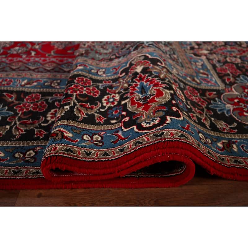 Traditional Red Floral Kashan Turkish Rug Machine-Made Carpet - 9'7" x 12'9"