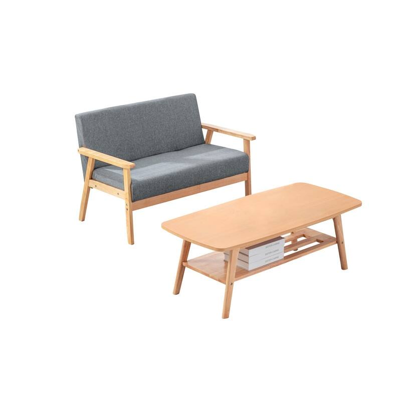 Bahamas Coffee Table and Loveseat Set - Gray/Natural