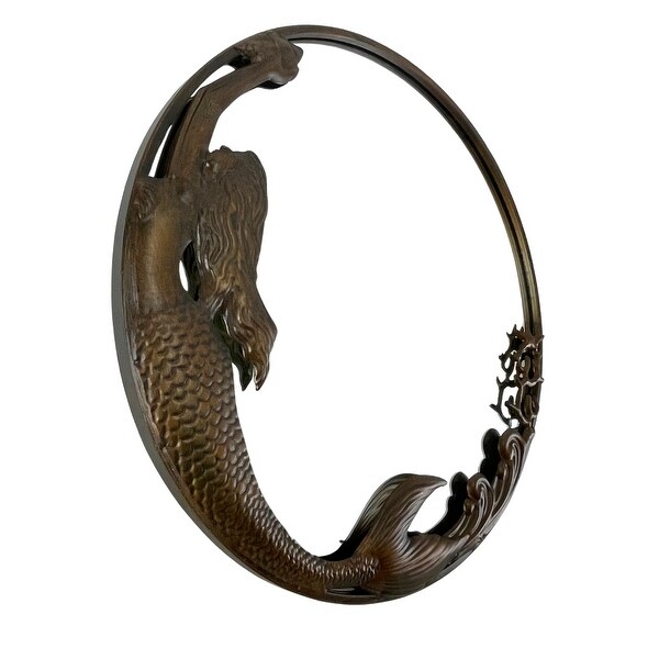 Bronze Mermaid Mirror 20-Inch Nautical Accent For Coastal Home